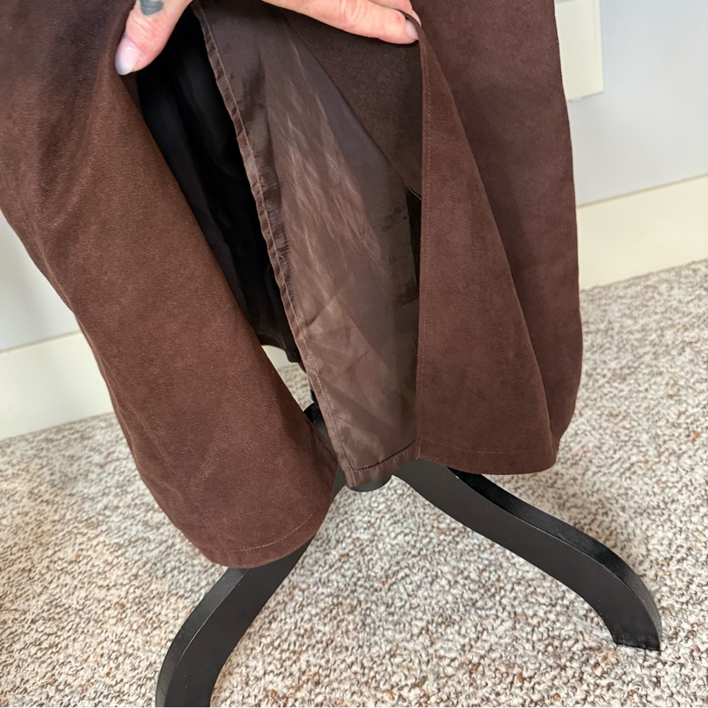 LONDON FOG Limited Edition Faux Suede A-line Skirt Chocolate Brown Size 10 - Picture 9 of 11